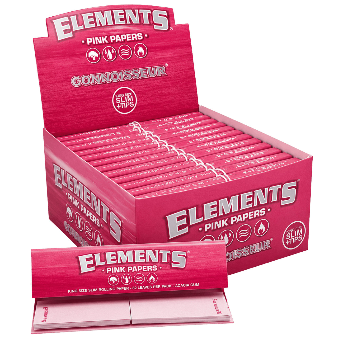 Elements Pink Connoisseur King Size Slim + Tips