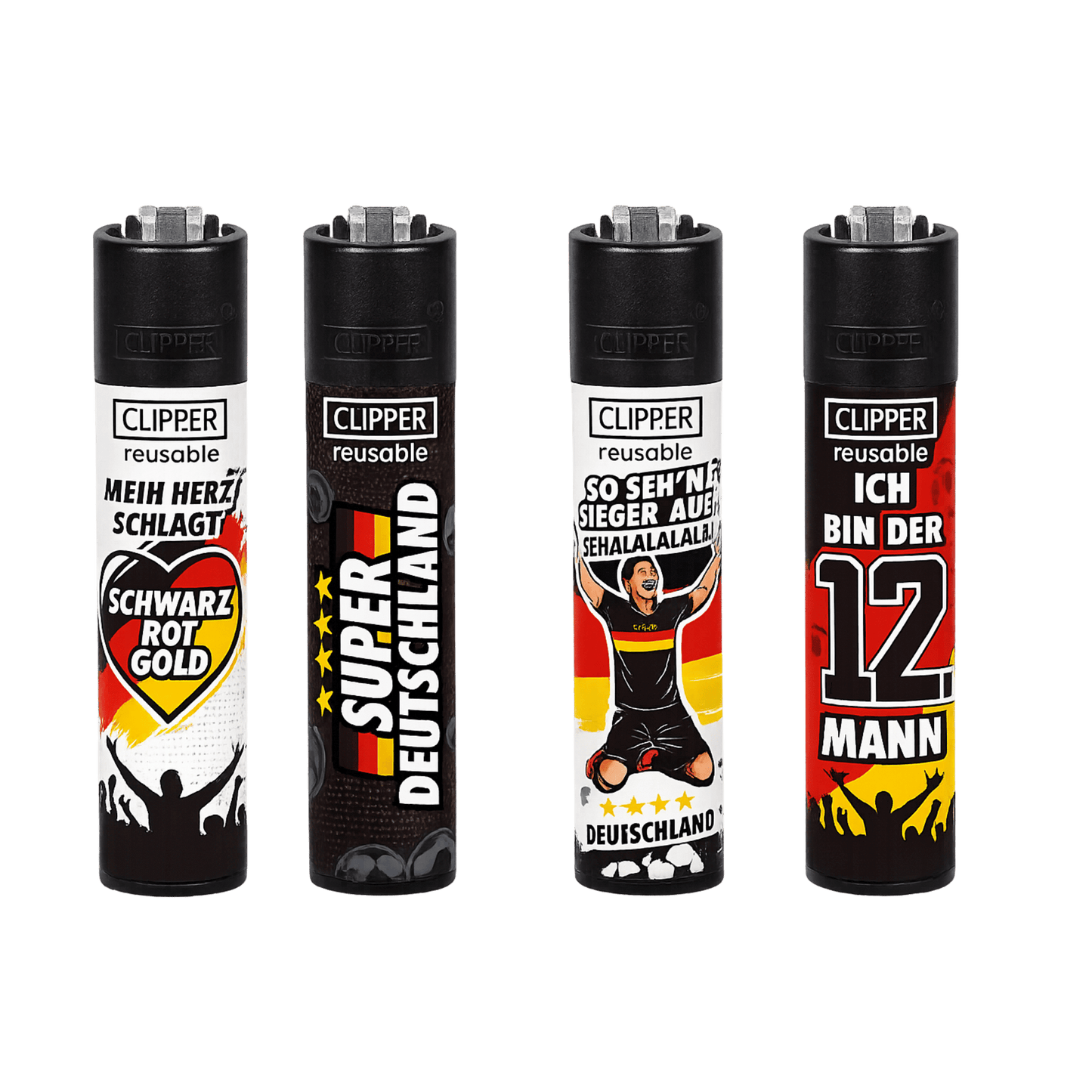 Clipper Feuerzeug Fußball Deutschland (Zufälliges Design)