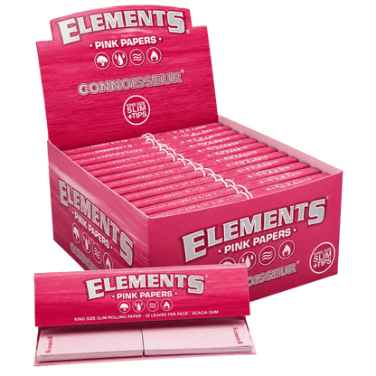 Elements Pink Connoisseur King Size Slim + Tips