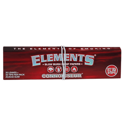 Elements Red Connoisseur King Size Slim + Tips (Hemp)