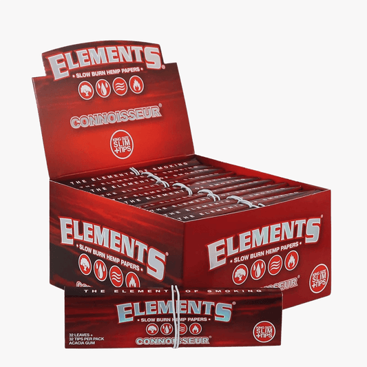 Elements Red Connoisseur King Size Slim + Tips (Hemp)