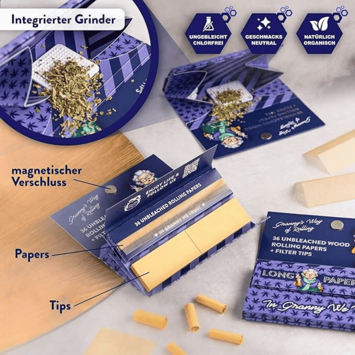 Granny's Paper Set King Size Slim + Grinderkarte (1 Stück)