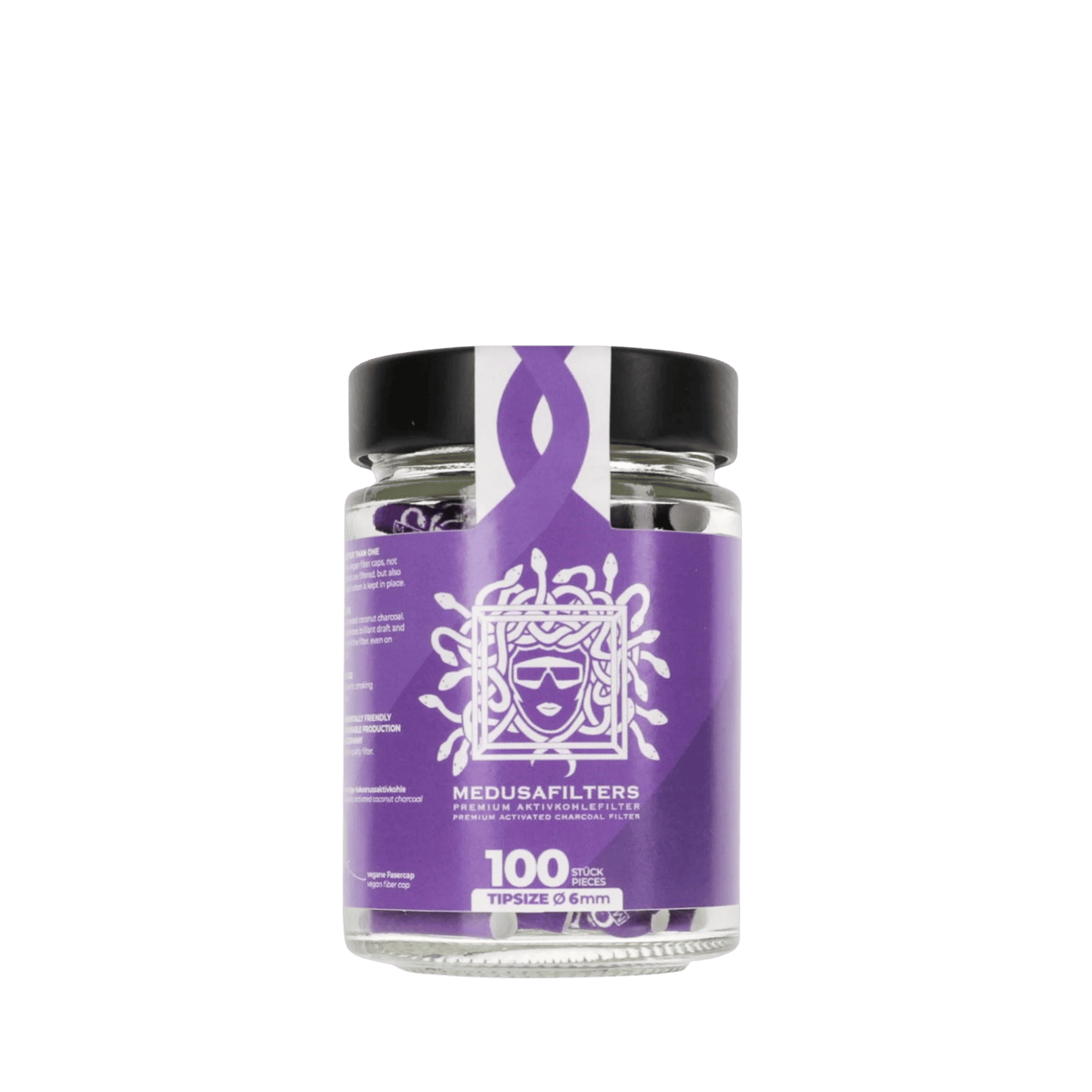 Medusafilters 100 Premium Aktivkohlefilter Slim ∅ 6mm im Glas